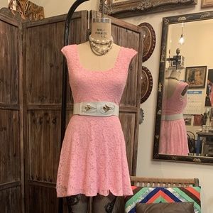 2000's Stretch Cotton Candy Pink Lace Mini Dress